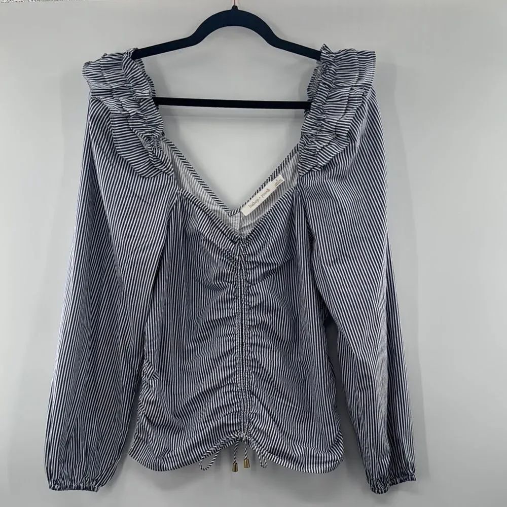3For$20 Bishop & Young Blue/White Ruffle Detailing Long Sleeve size Small